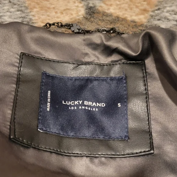 Lucky Brand Plaid Teddy Jacket - Gray, White, Tan - Picture 3 of 5